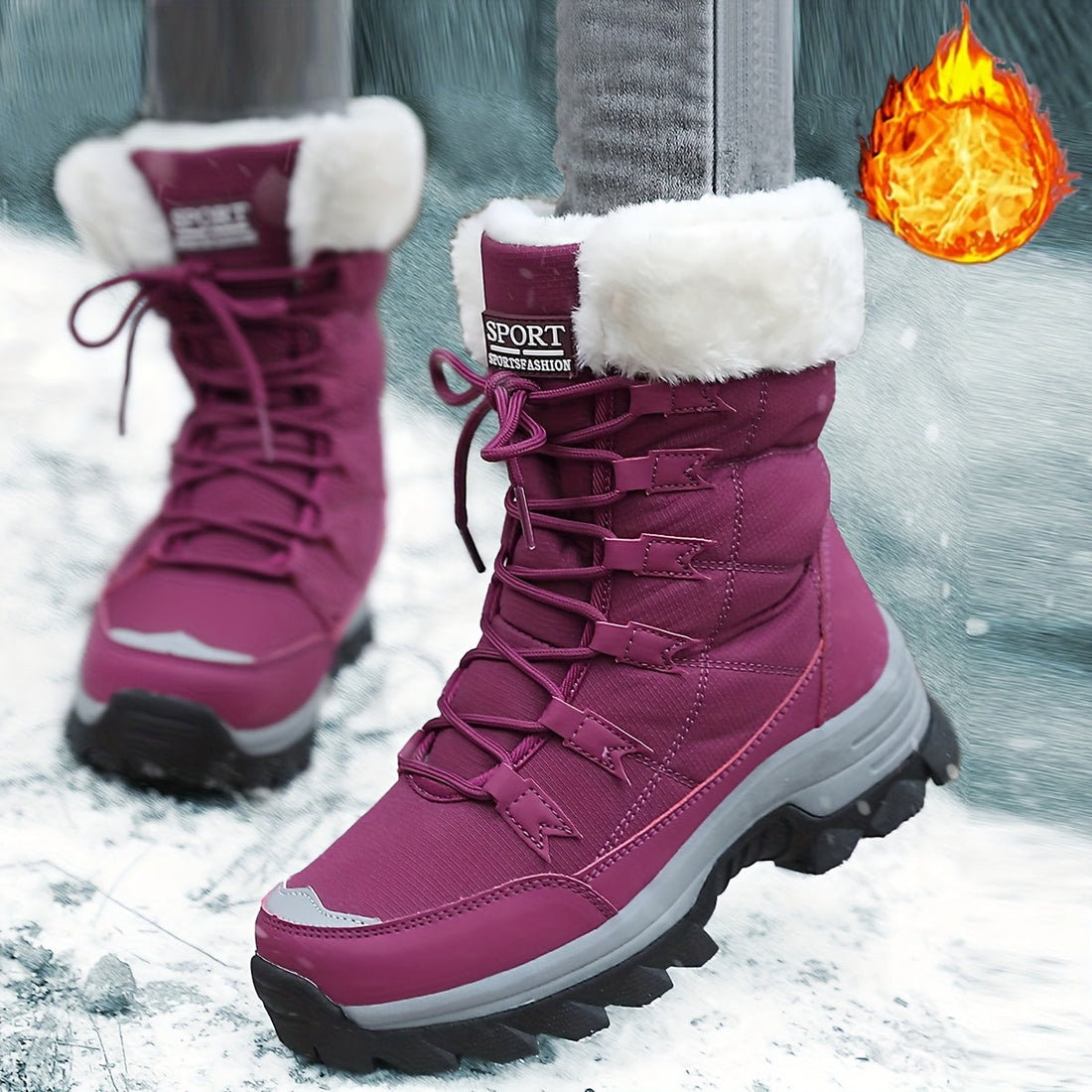 Mercedes | Botas de invierno con cordones y forro de pelo
