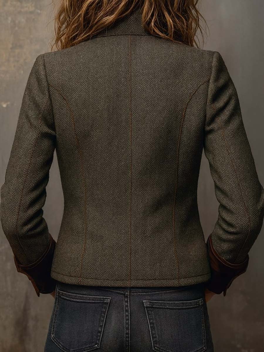 Mafalda | Blazer de pata de gallo con ribetes en contraste