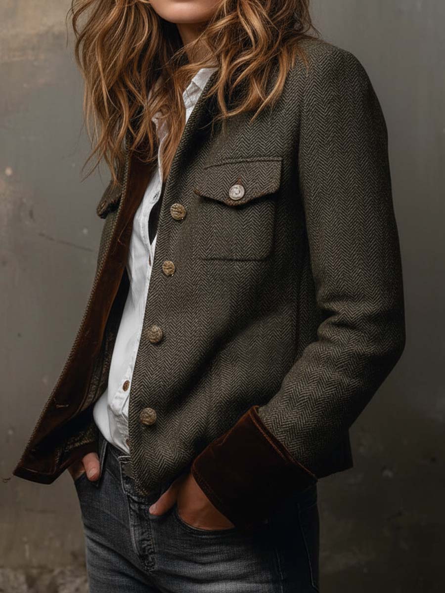 Mafalda | Blazer de pata de gallo con ribetes en contraste