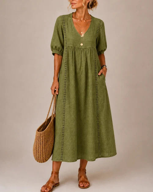 Amalia: Vestido midi fluido en verde