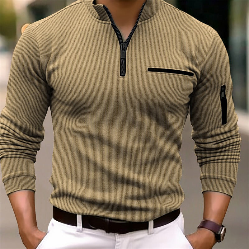 Jorge: Camisa de manga larga con cremallera en beige