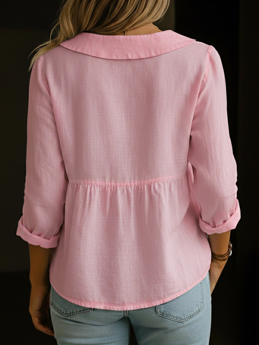 Rosalba | Blusa de lino con cuello bebé