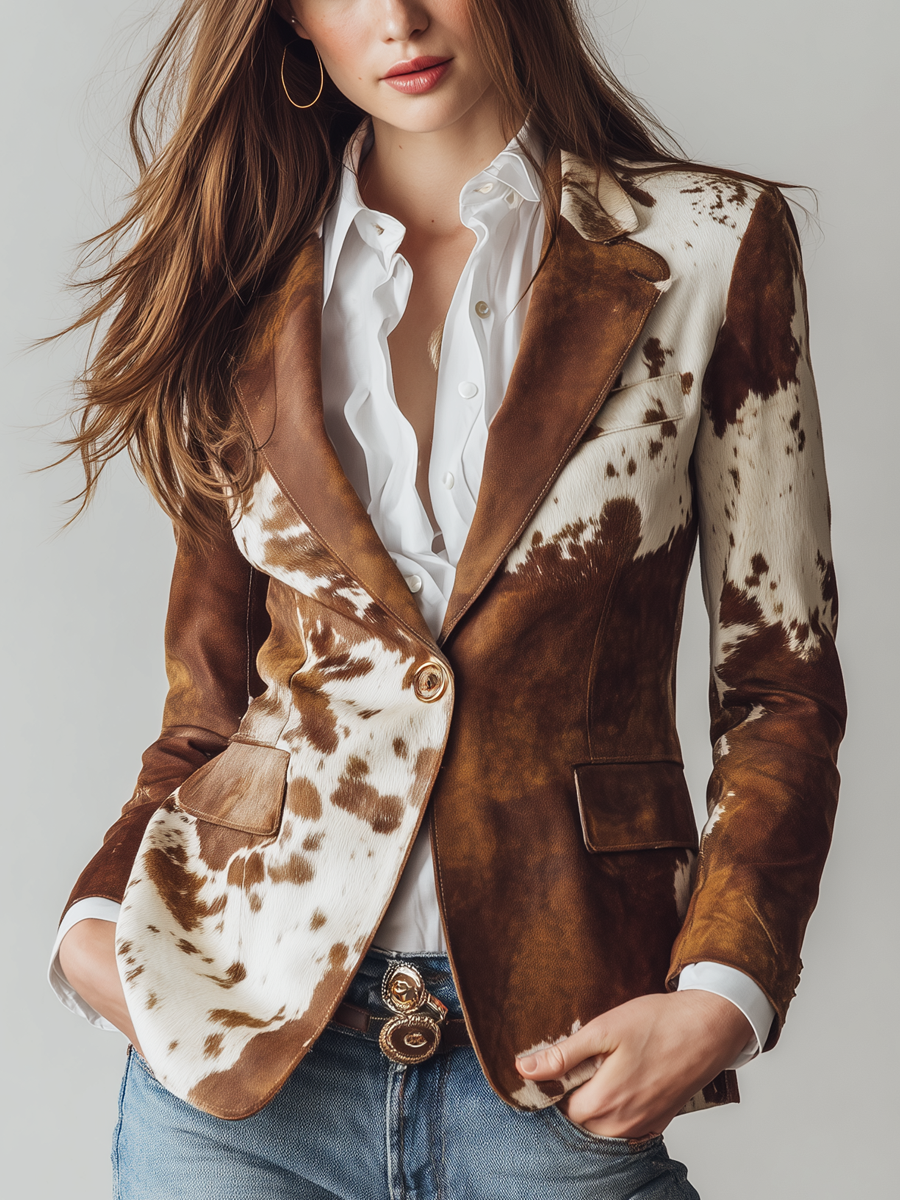 Olvido | Blazer con estampado de vaca