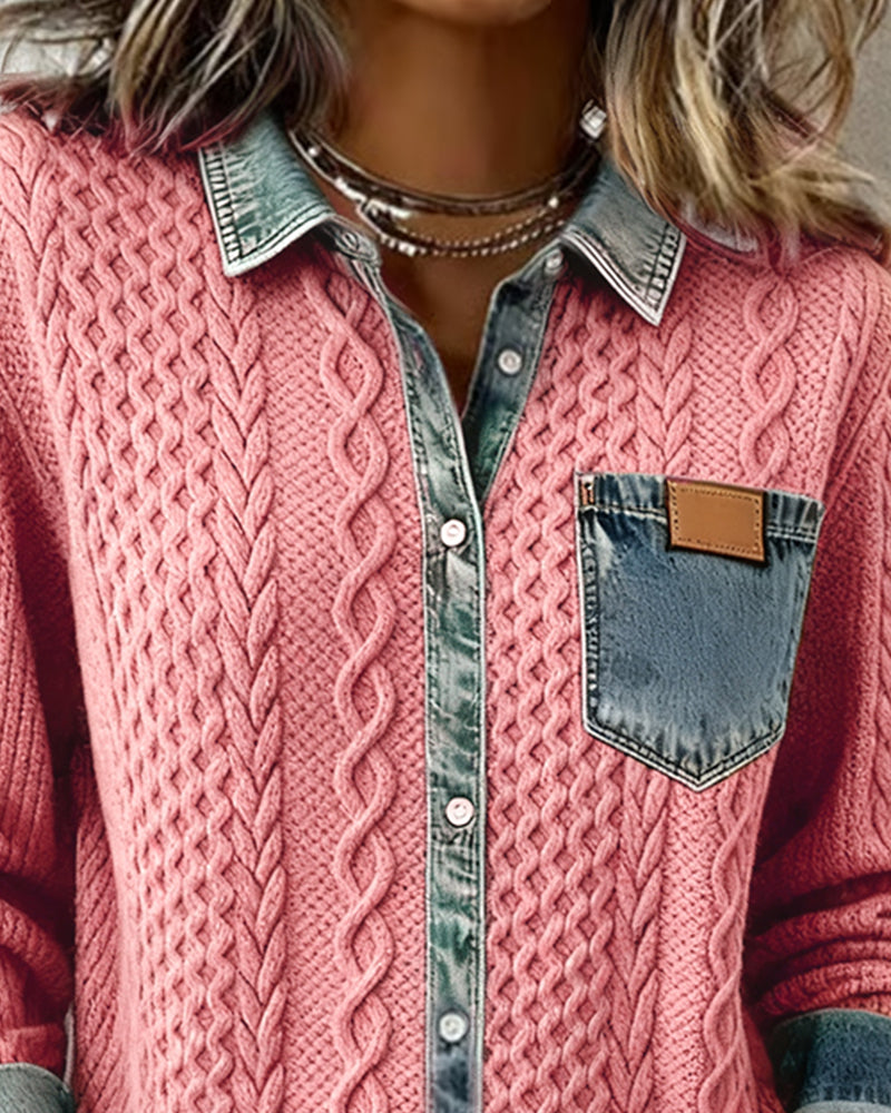 Eloísa: Camisa de punto con detalles vaqueros