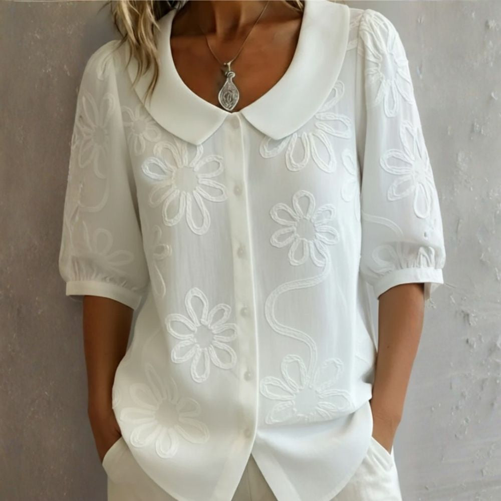 Iria | Blusa calada con cuello redondo