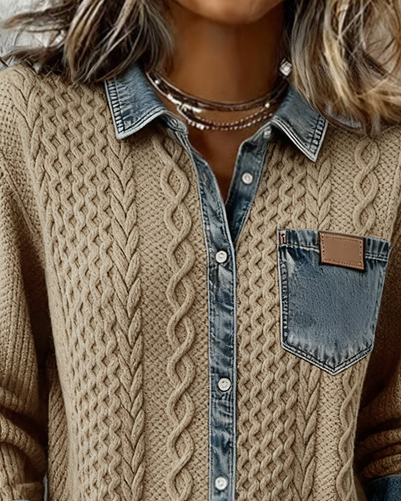 Eloísa: Camisa de punto con detalles vaqueros