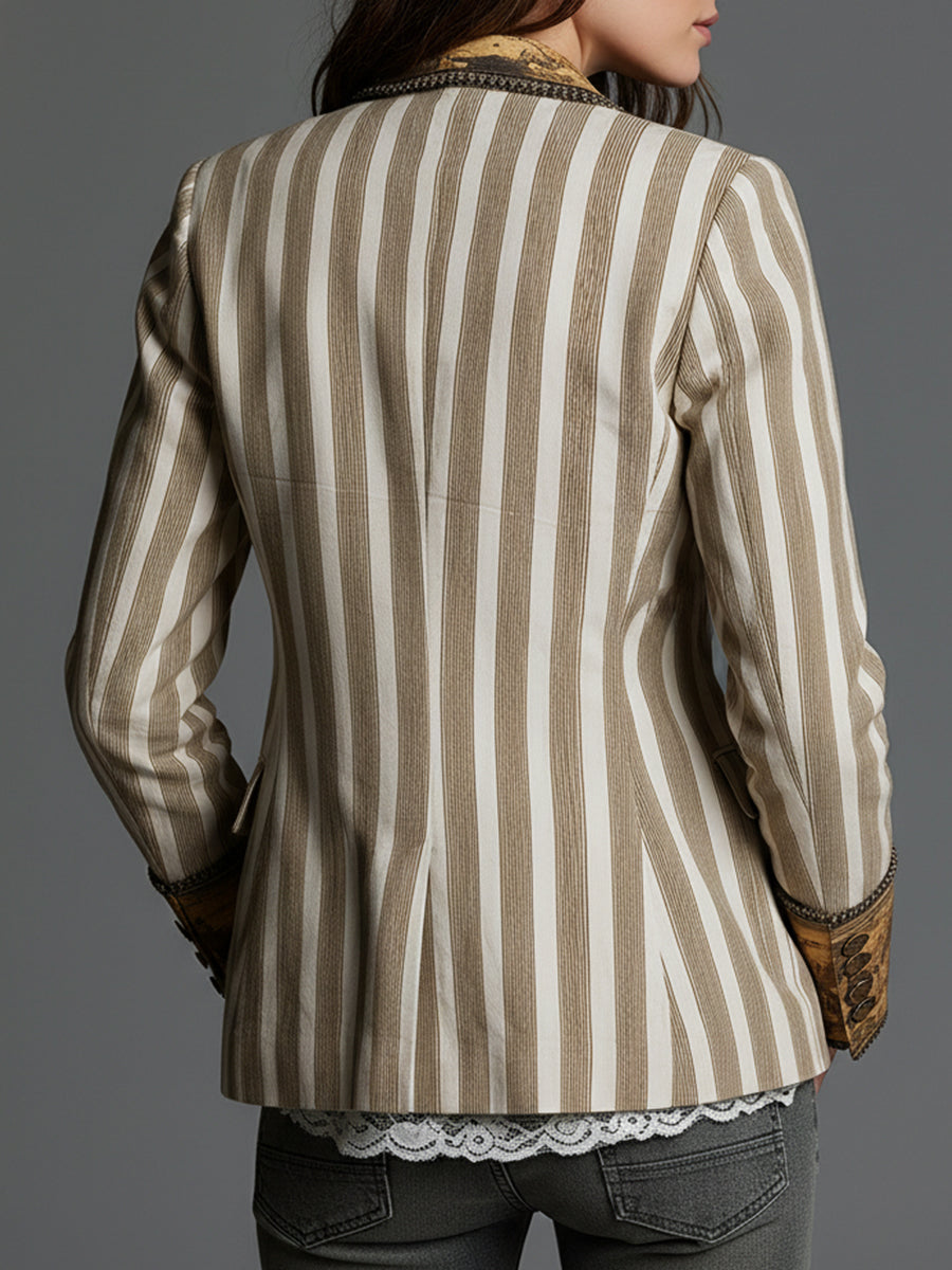 Nekane | Blazer de rayas con cuello estampado