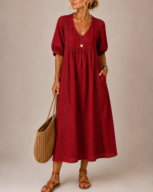 Amalia: Vestido midi fluido en rojo