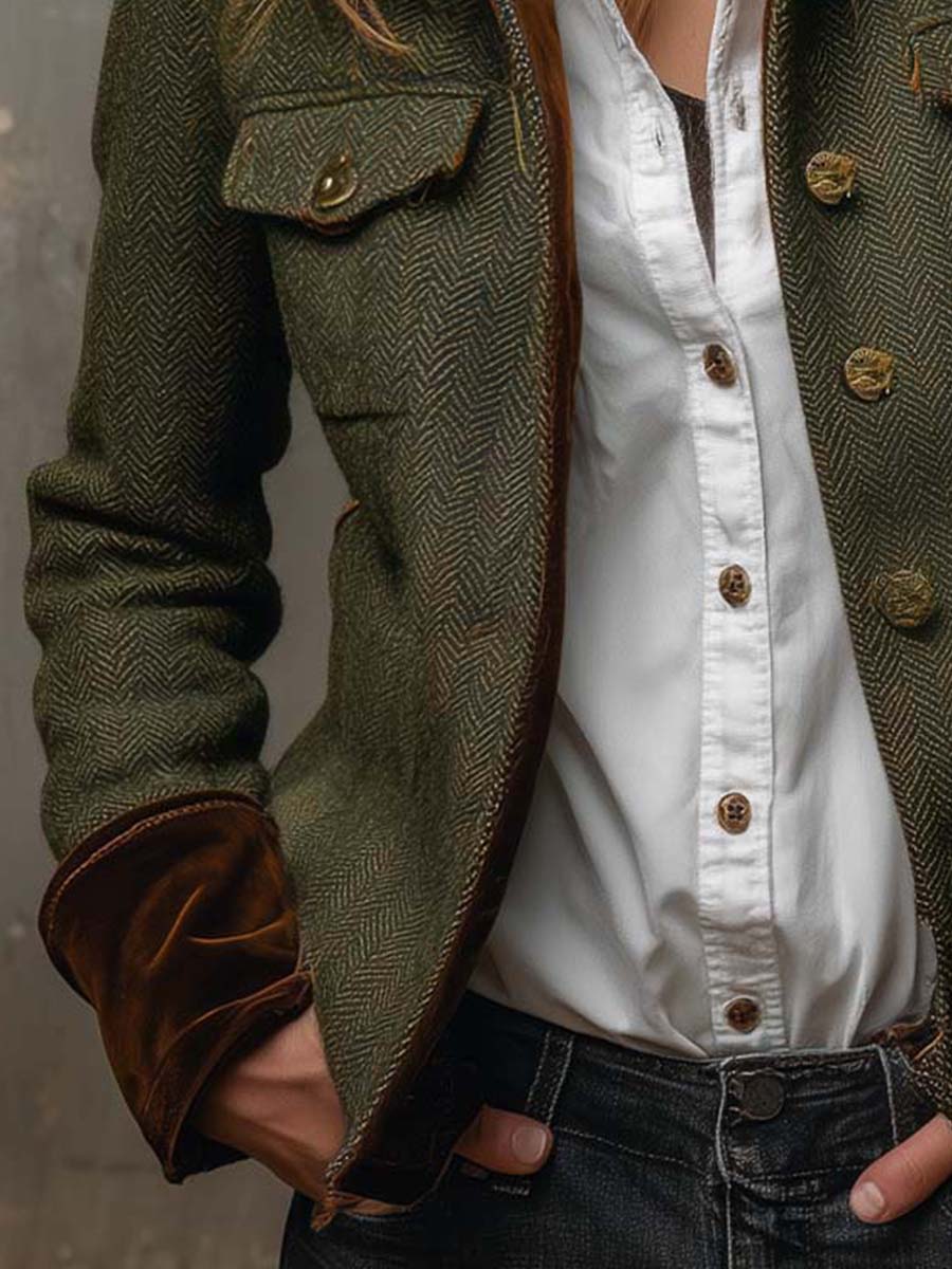 Mafalda | Blazer de pata de gallo con ribetes en contraste