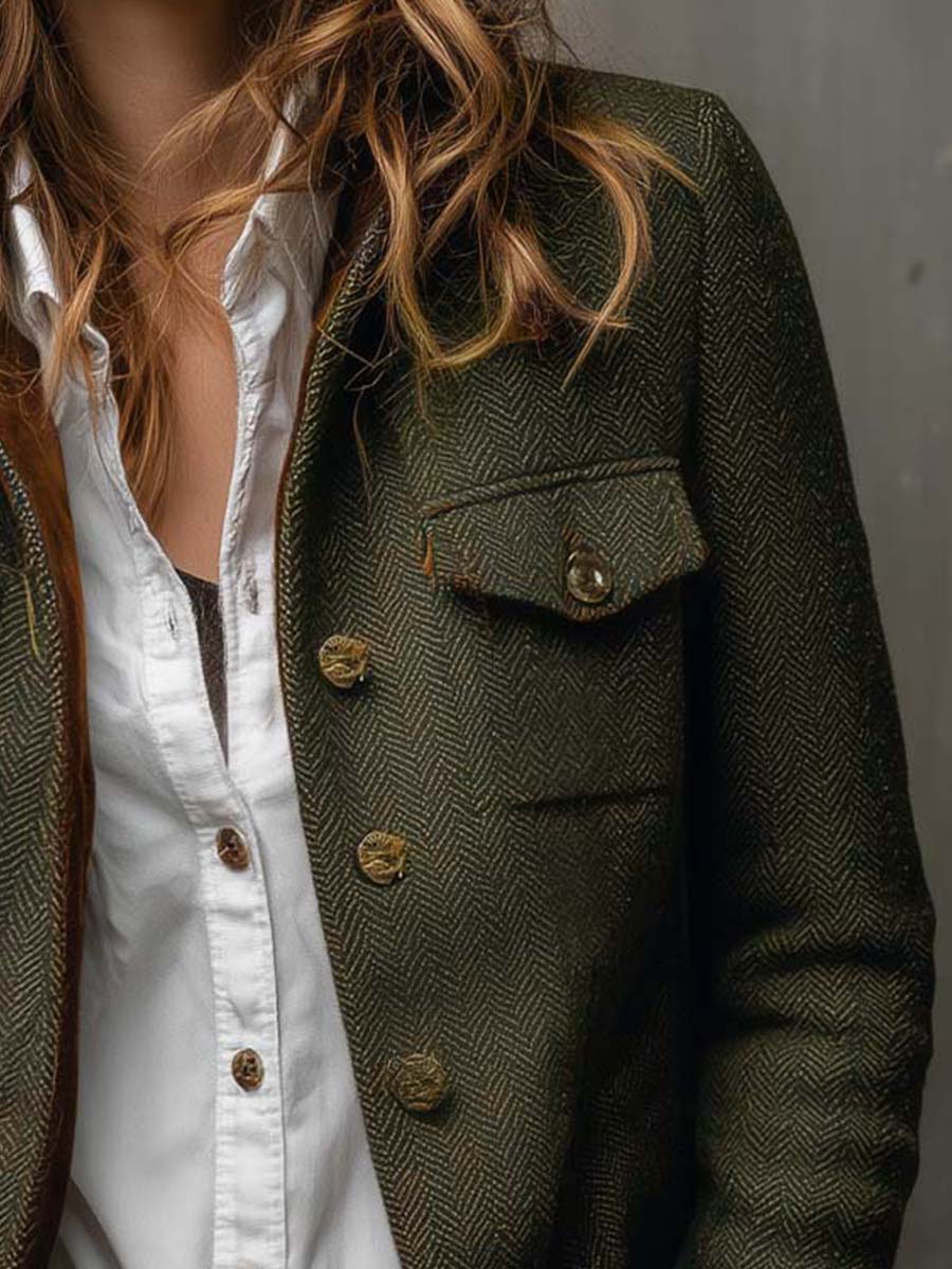 Mafalda | Blazer de pata de gallo con ribetes en contraste