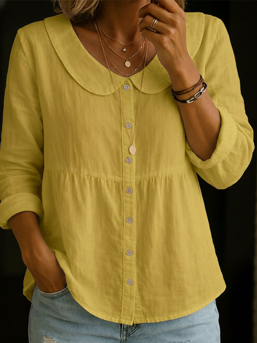 Rosalba | Blusa de lino con cuello bebé