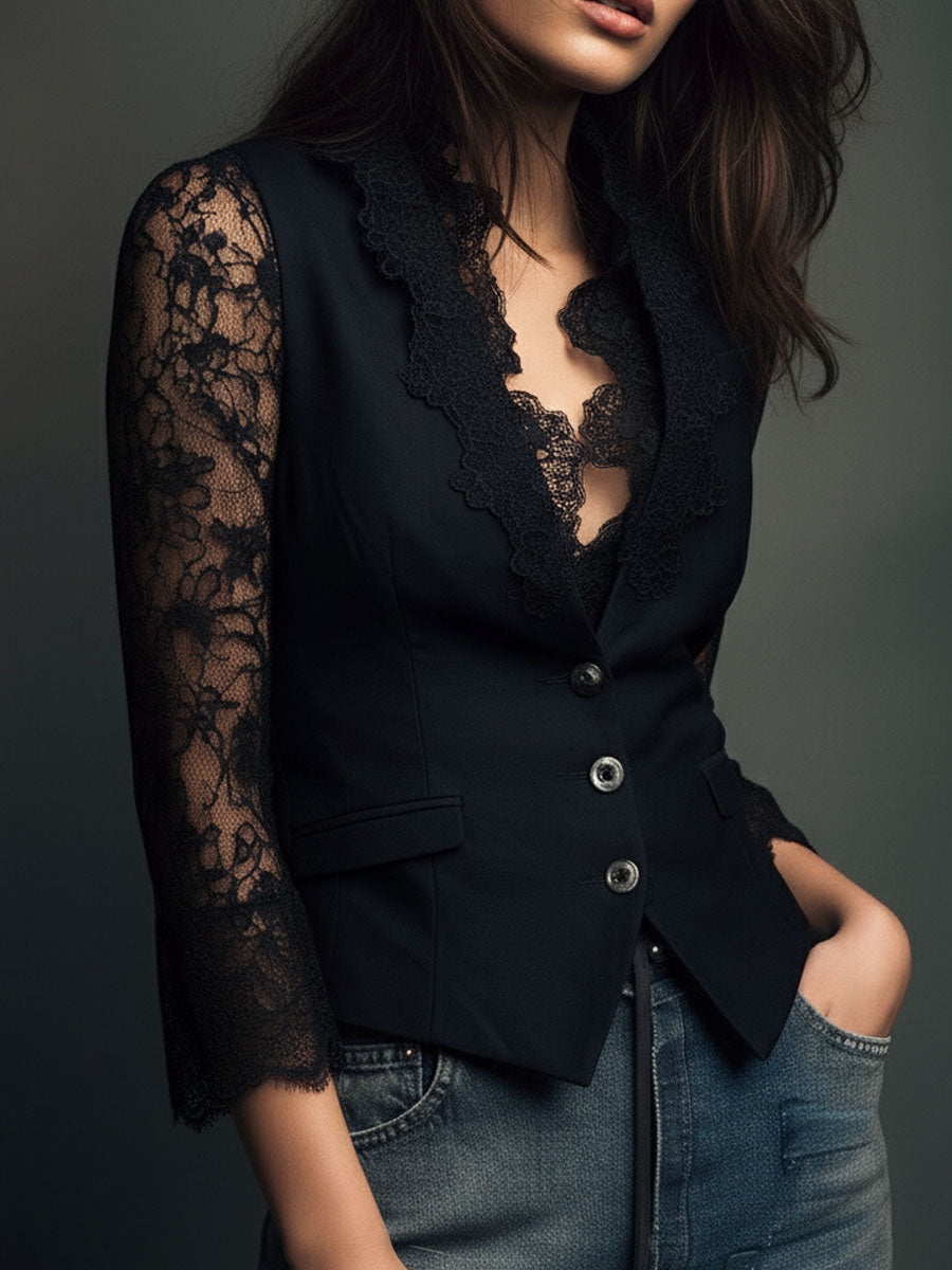Paz | Blazer con mangas de encaje