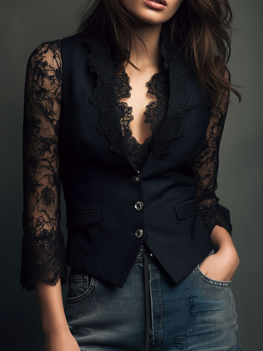 Paz | Blazer con mangas de encaje