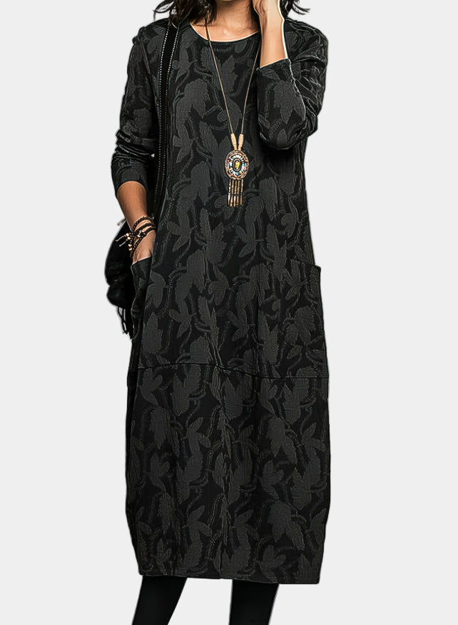 Berta: Vestido elegante de invierno en negro