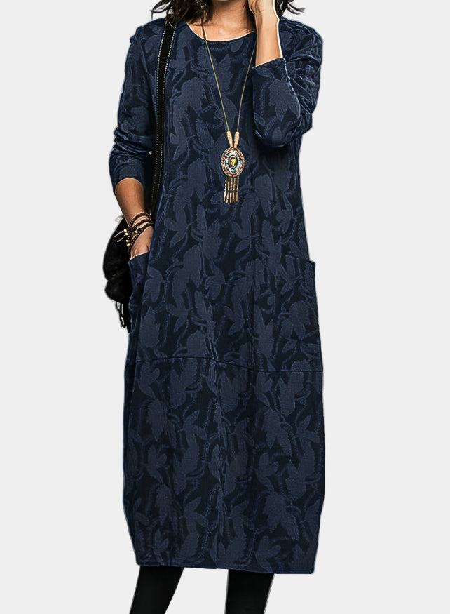 Berta: Vestido elegante de invierno en azul