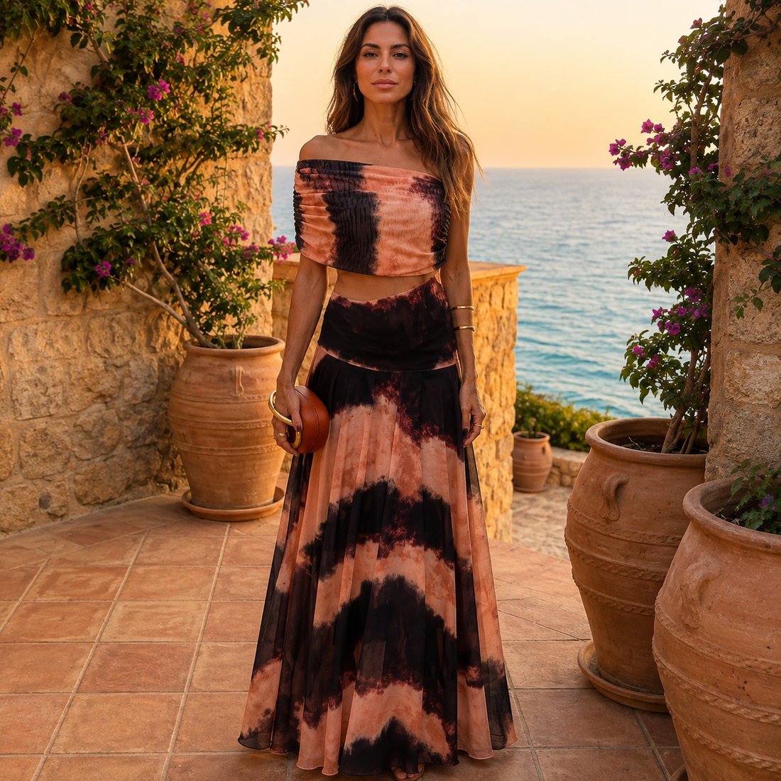 Mireia: Conjunto de top y falda con estampado tie-dye