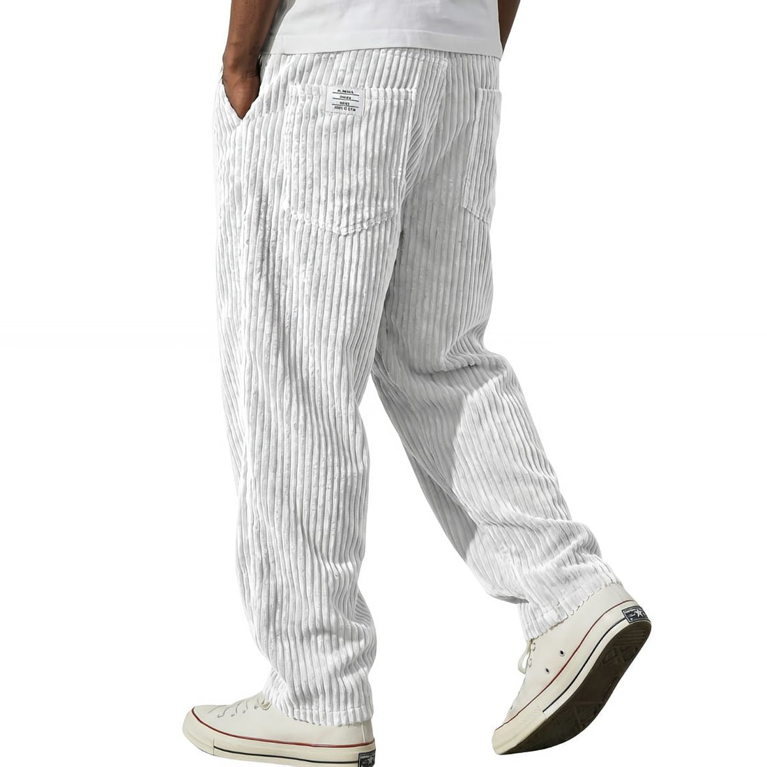 Mateo: Pantalón de pana con cintura elástica en blanco
