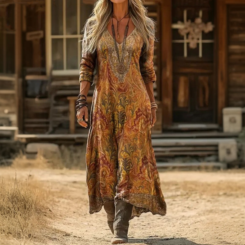 Magdalena: Vestido maxi fluido de colores vivos