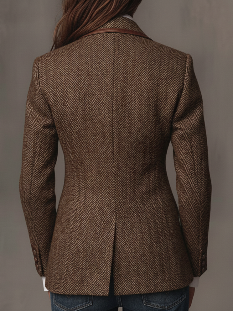 Lucinda | Blazer de espiga con piezas estampadas