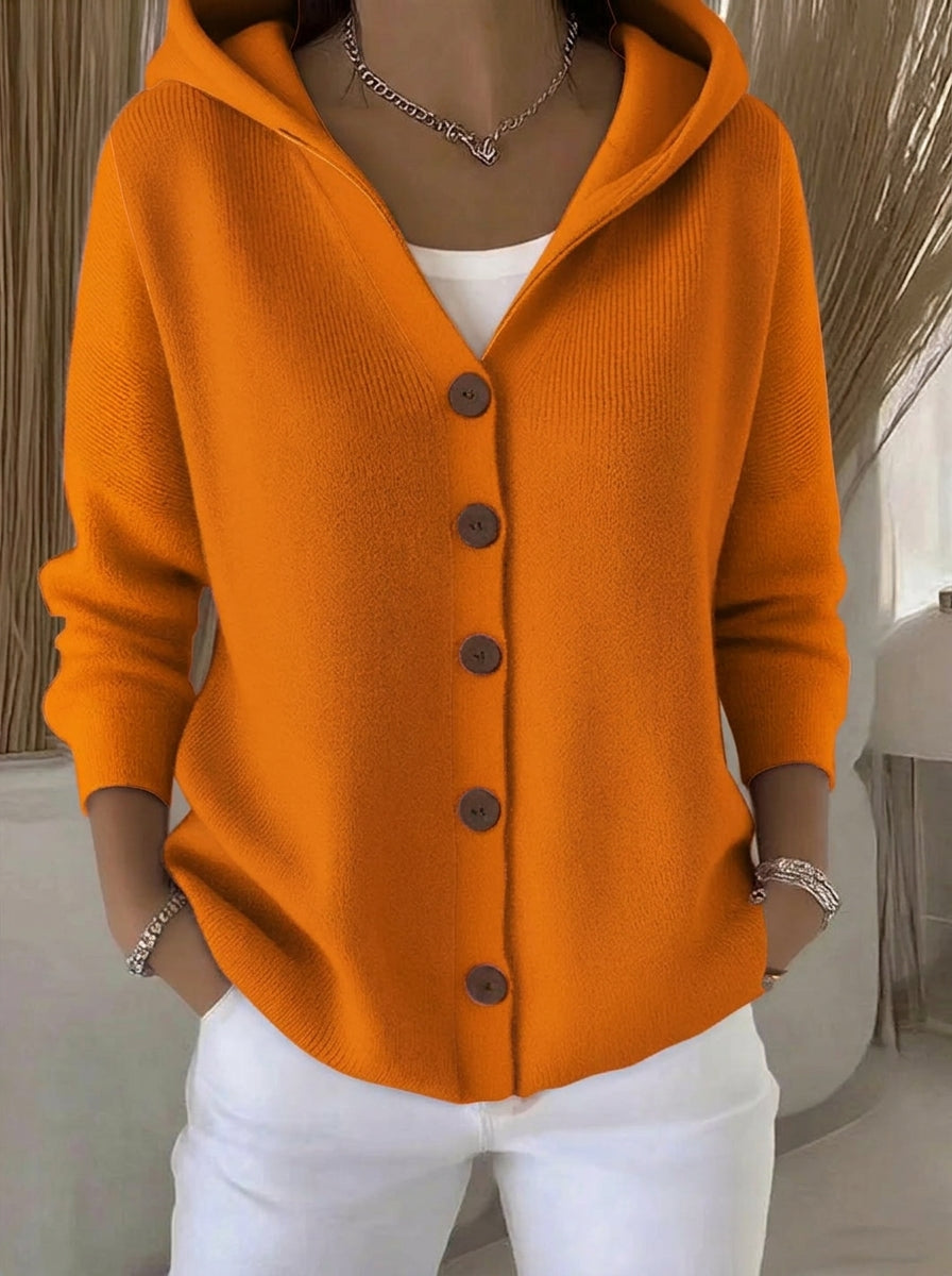 Rocío: Chaqueta de punto con capucha en naranja