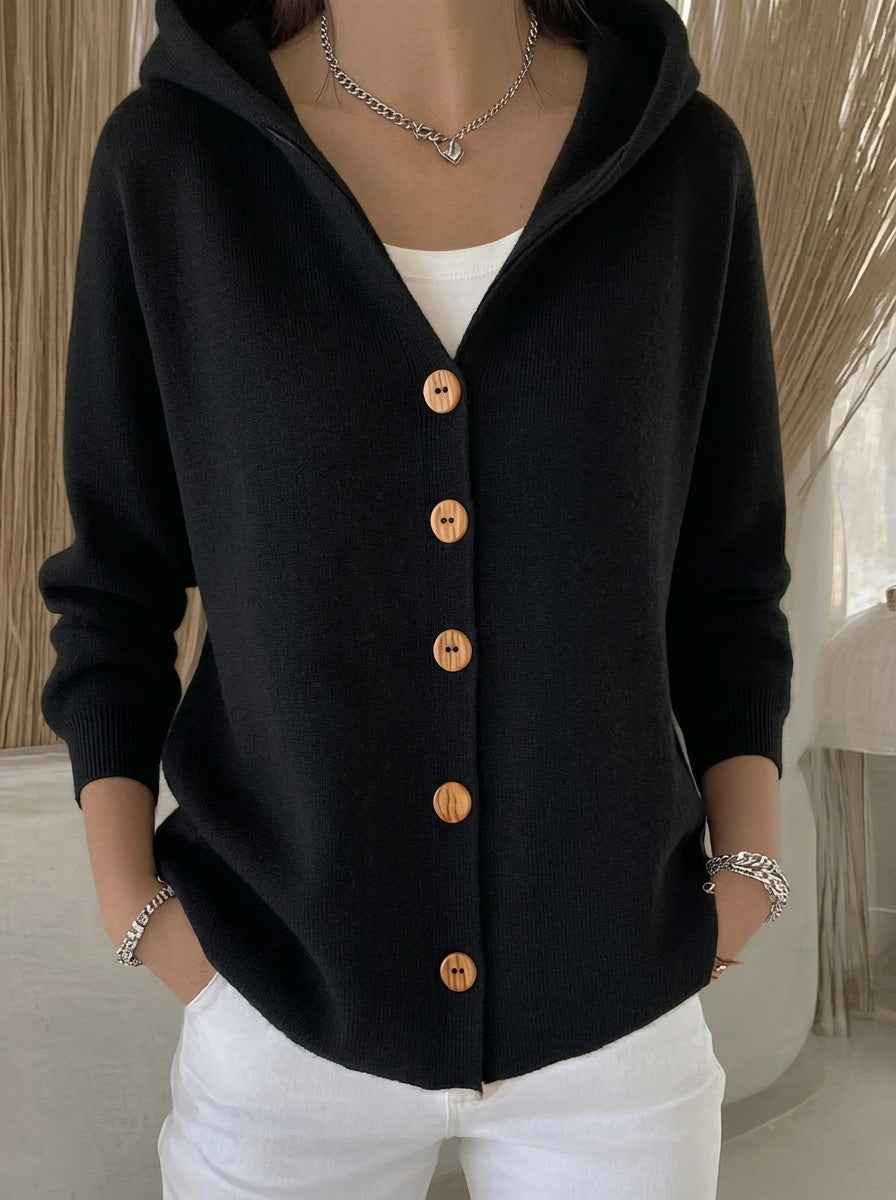 Rocío: Chaqueta de punto con capucha en negro