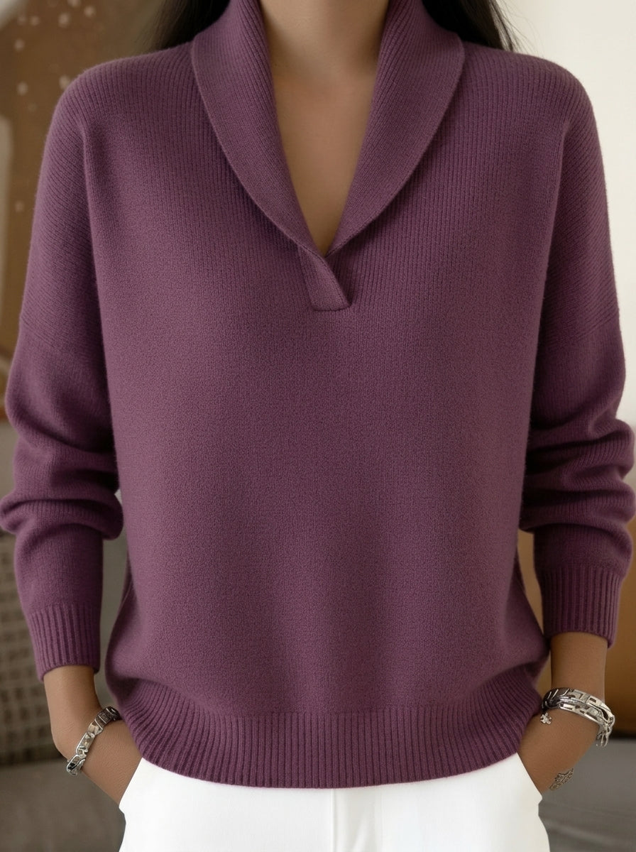 Encarna: Jersey con cuello de pico en morado