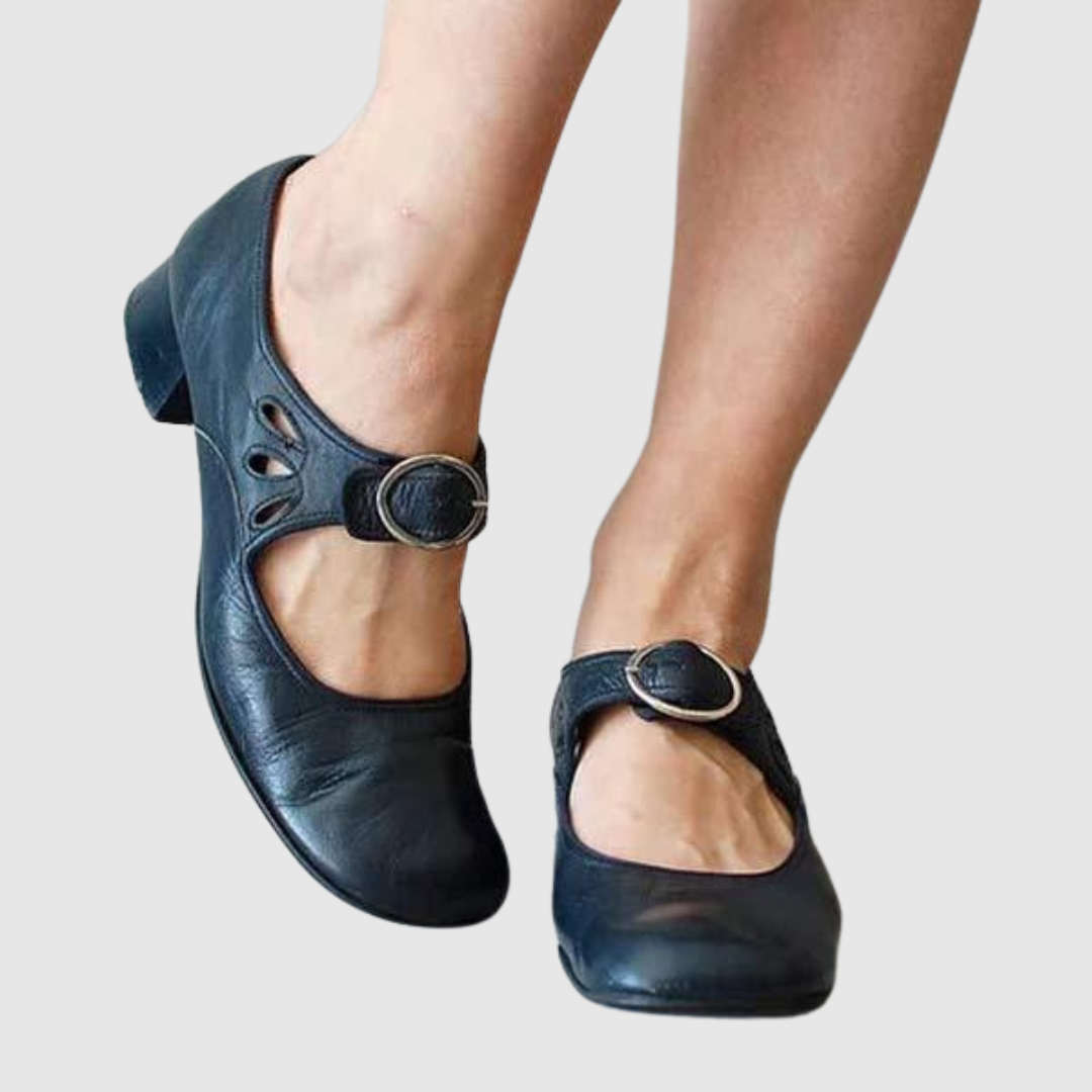 Luciana | Zapatos Mary Jane de piel con tacón bajo