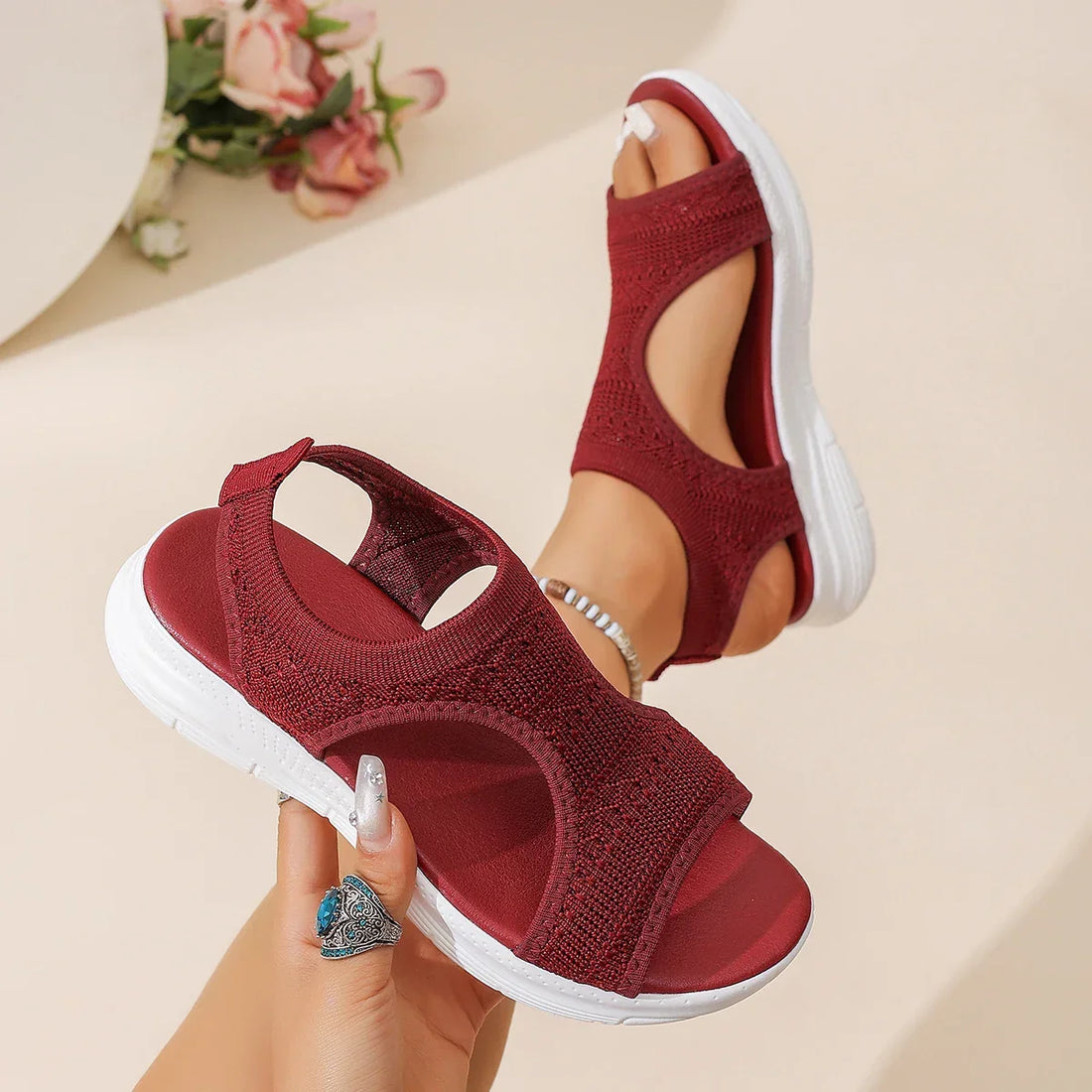 Faustina | Sandalias de punto transpirables con talón