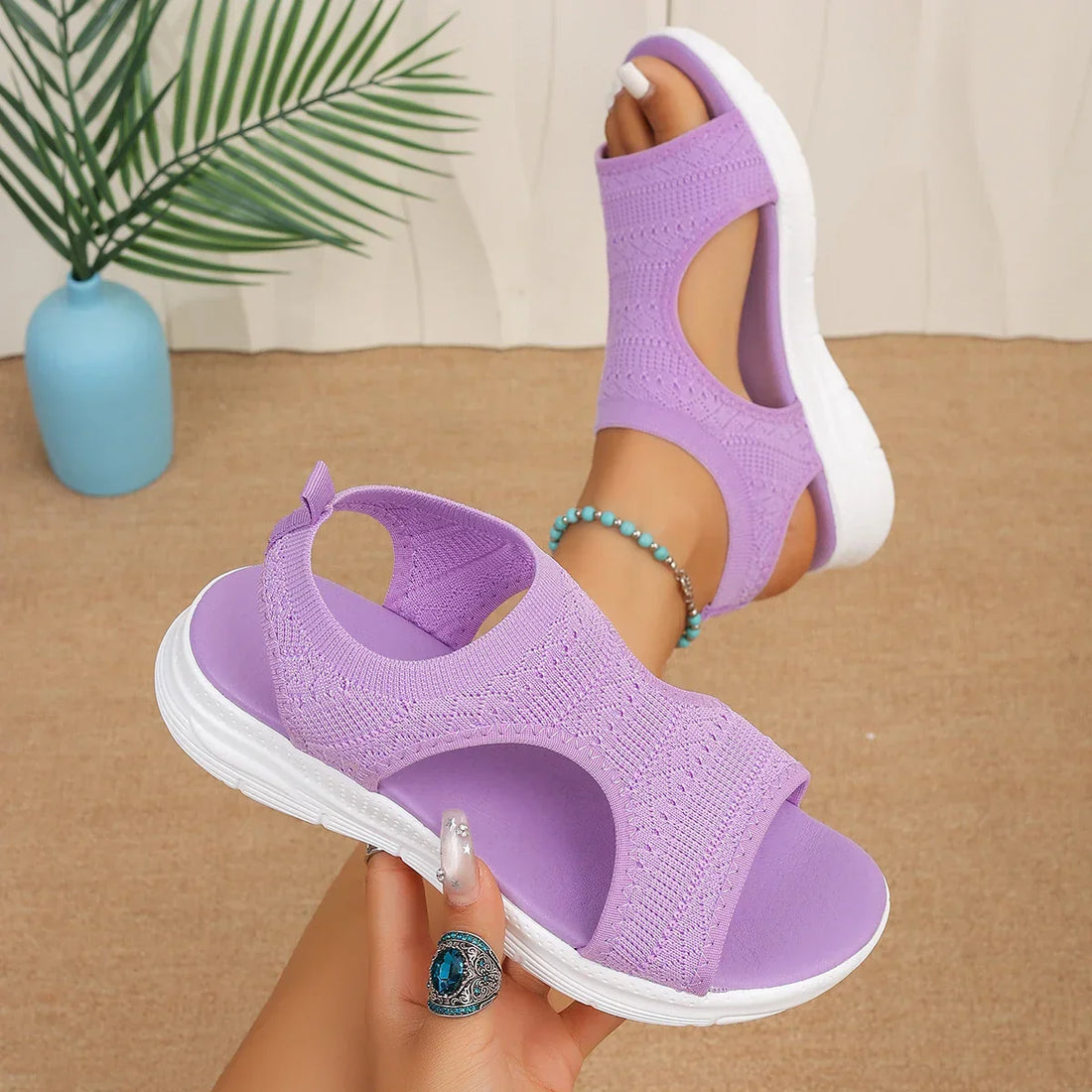 Faustina | Sandalias de punto transpirables con talón