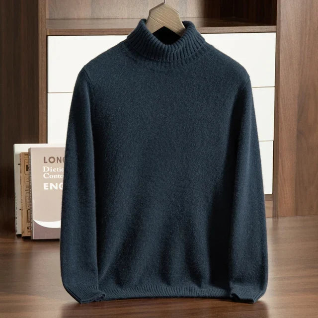 Victoria: Jersey de cuello vuelto de cachemira en azul