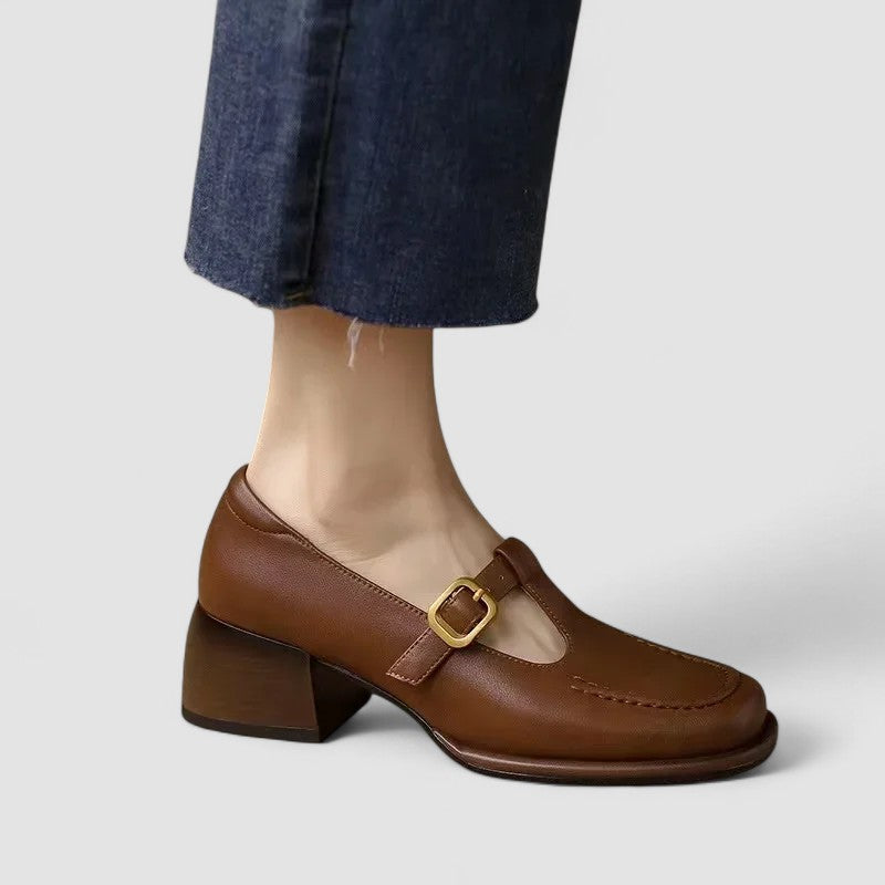 Laila | Zapatos Mary Jane de punta cuadrada con tira en T