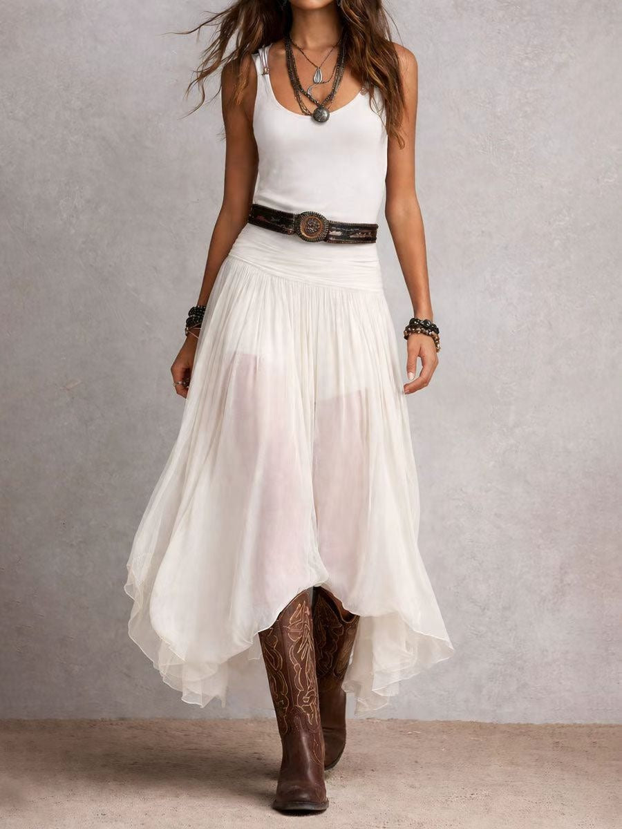 Diana: Vestido largo de tul en blanco