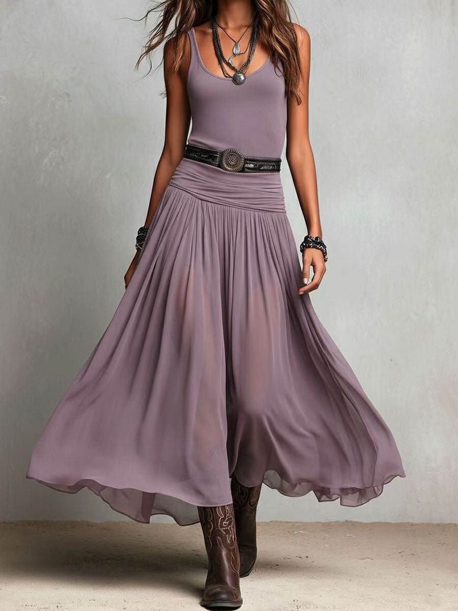 Diana: Vestido largo de tul en morado