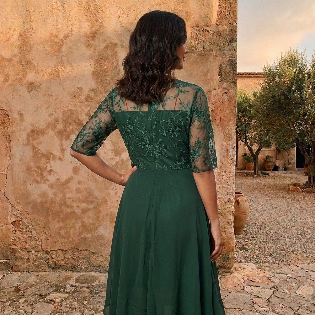 Lola: Vestido de gasa con cuerpo de encaje