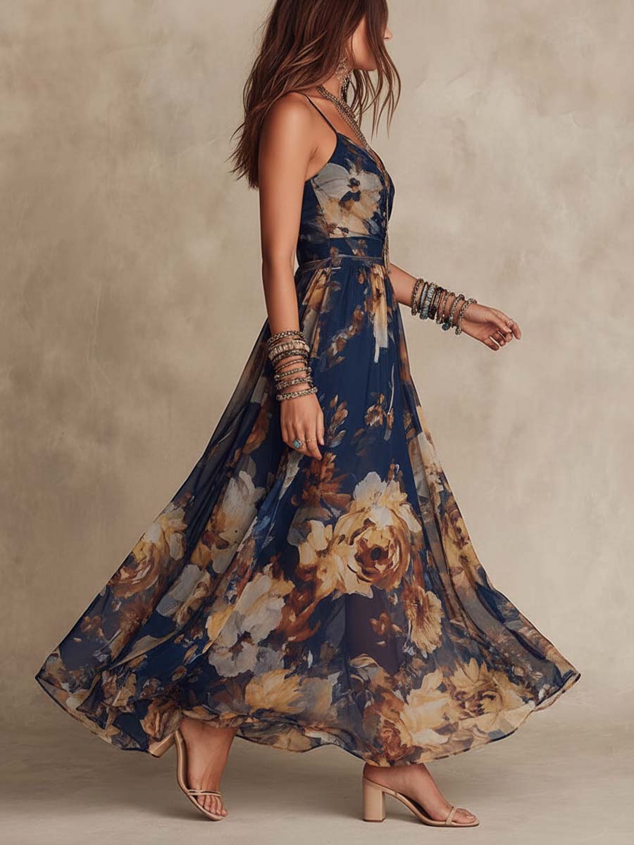 Dulce: Vestido largo floral con tirantes