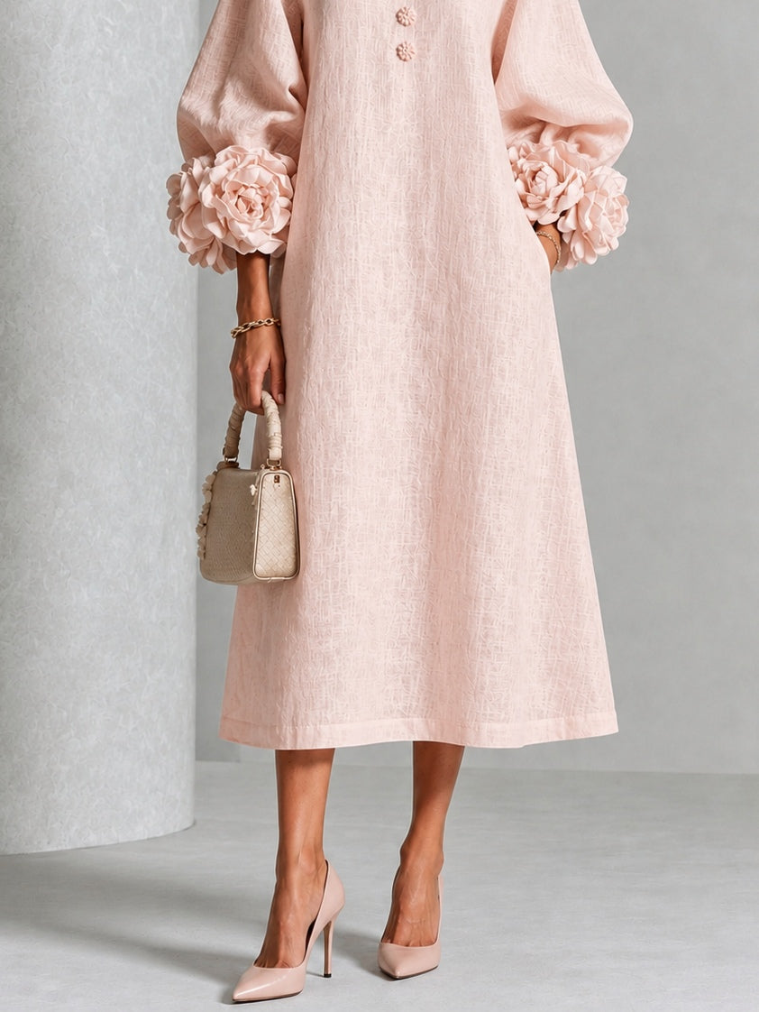 Margarita: Vestido midi floral con puños de flores