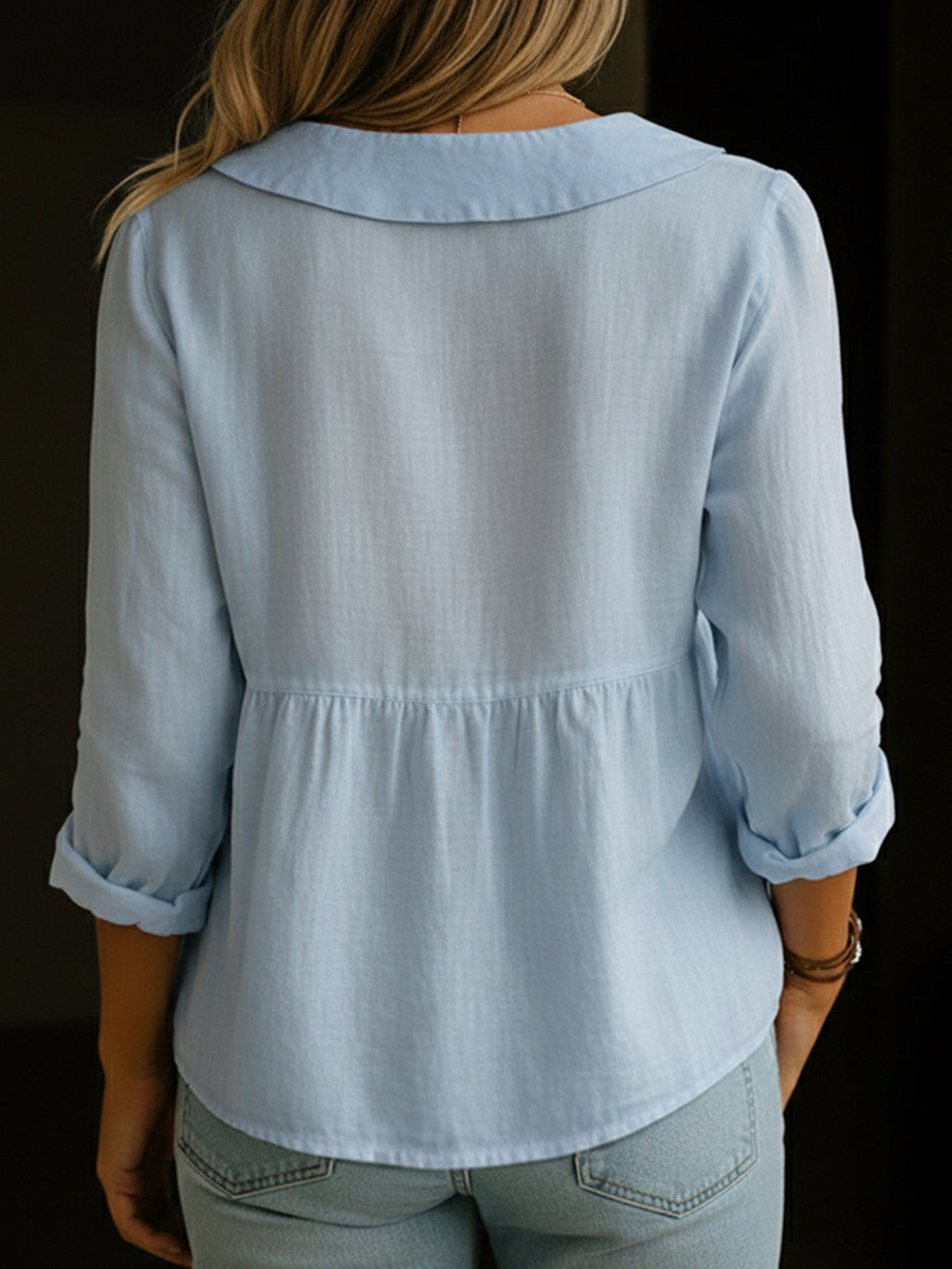Rosalba | Blusa de lino con cuello bebé