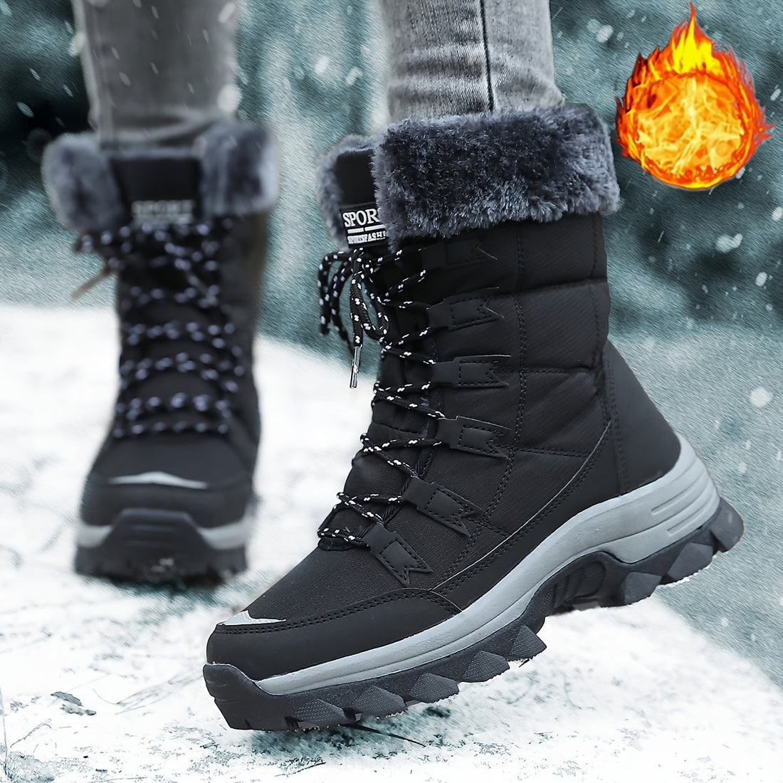 Mercedes | Botas de invierno con cordones y forro de pelo