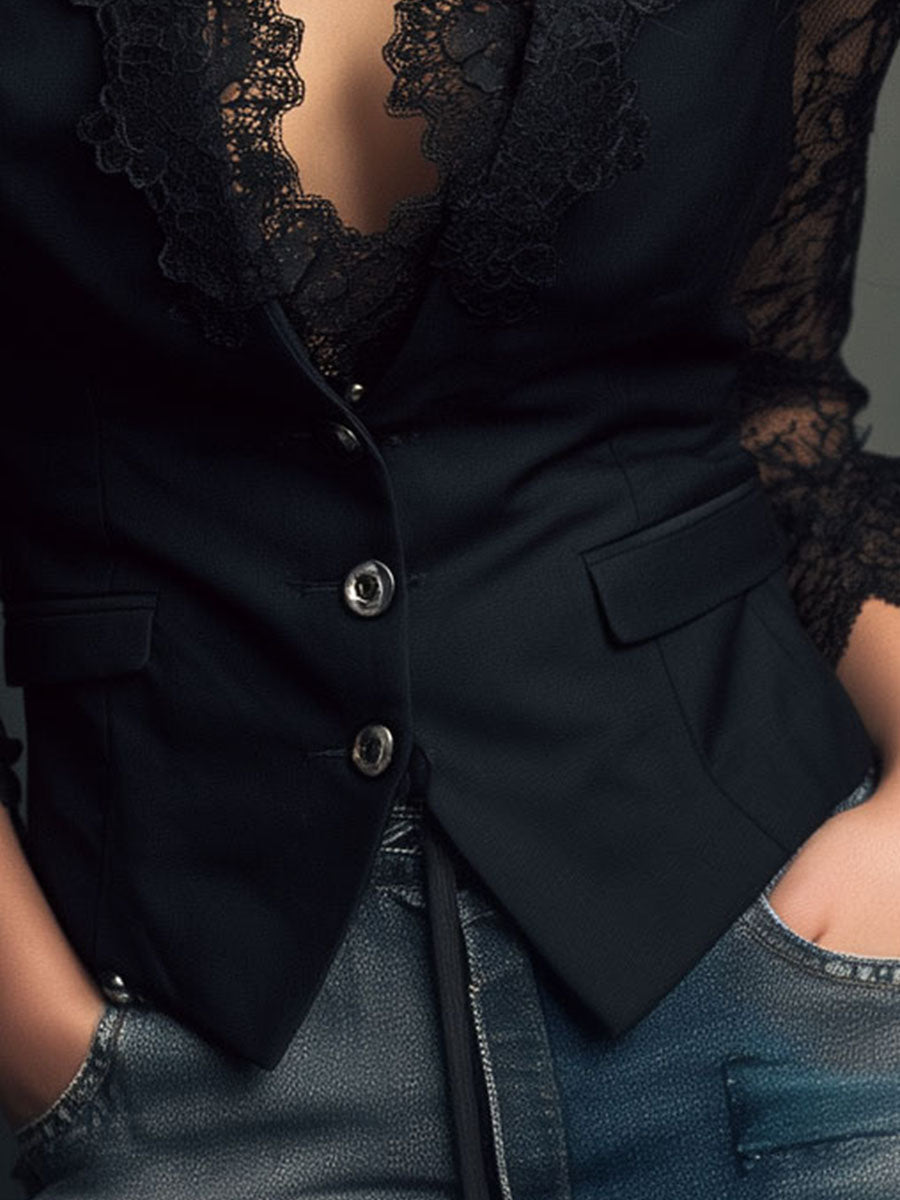 Paz | Blazer con mangas de encaje