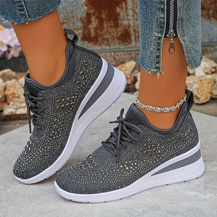 Trinidad | Zapatillas de punto con brillo y cuña
