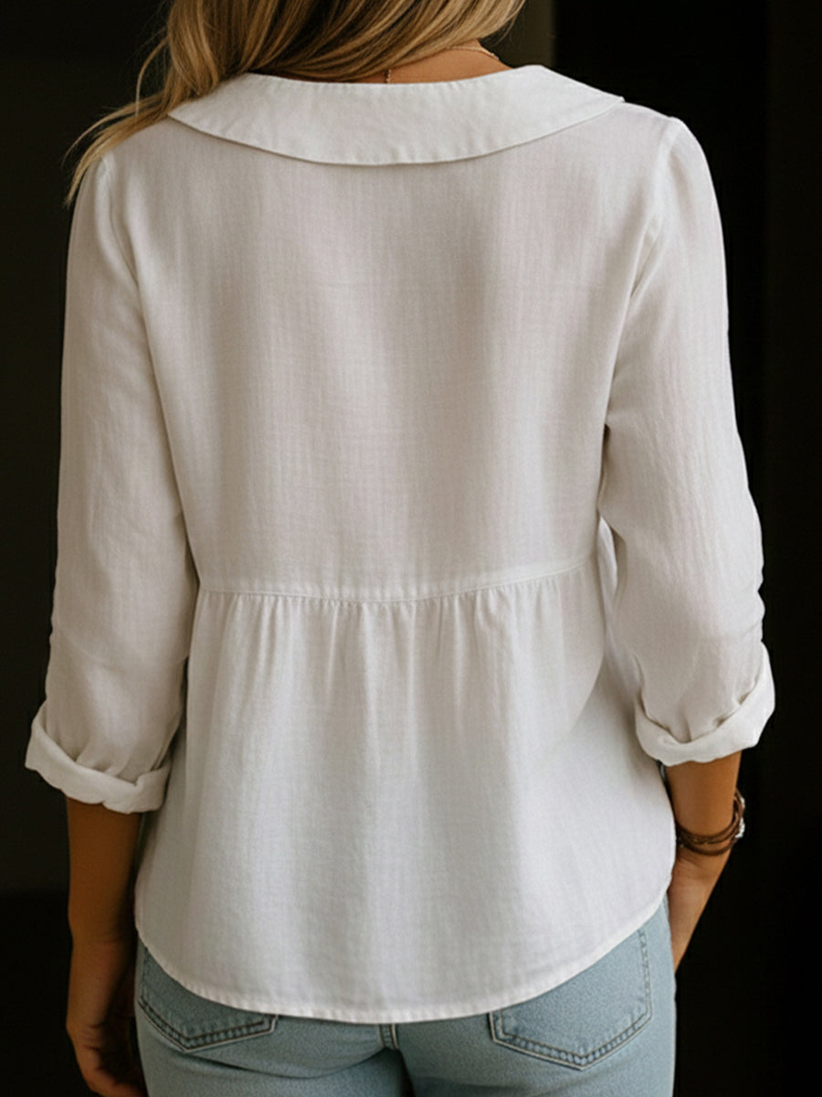 Rosalba | Blusa de lino con cuello bebé
