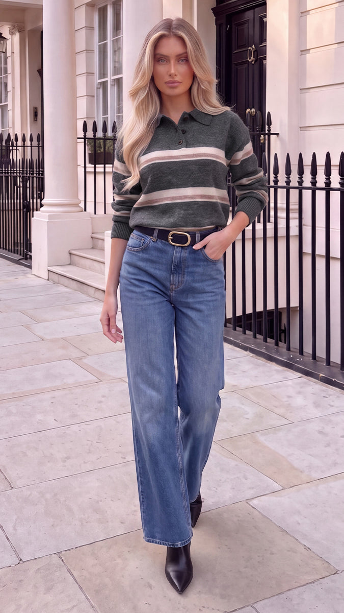 Aida: Jersey de rayas con cuello camisero