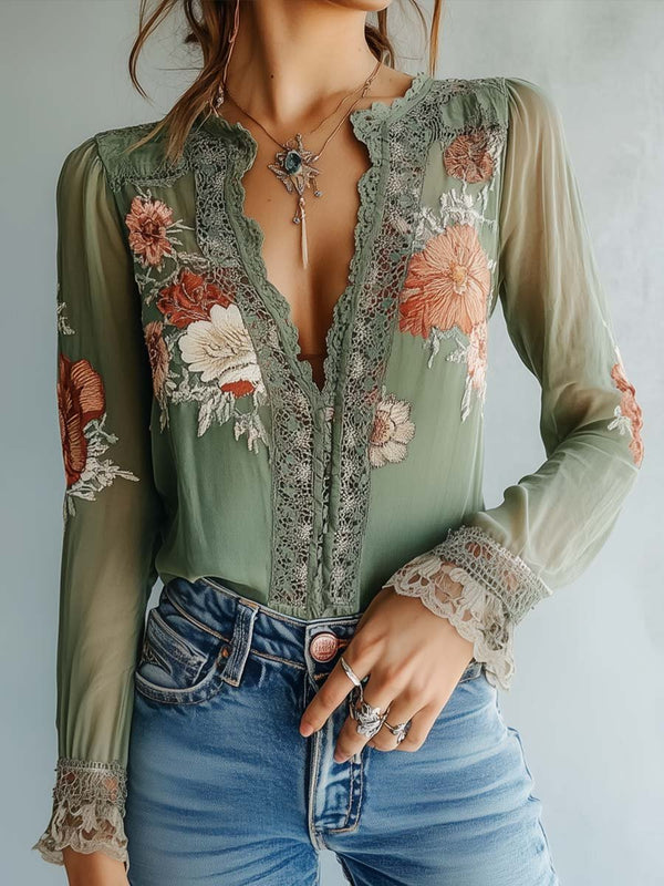 Gadea | Blusa floral con encaje