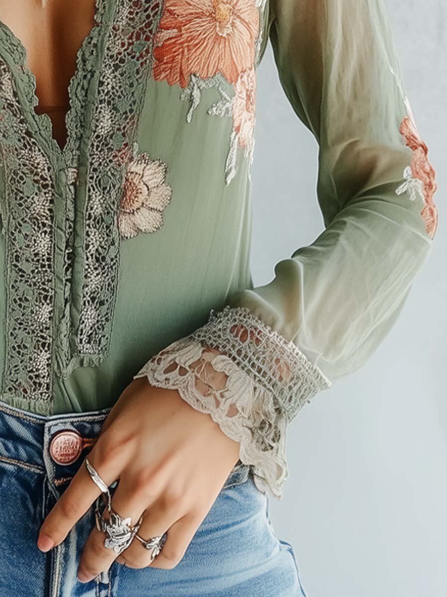 Gadea | Blusa floral con encaje
