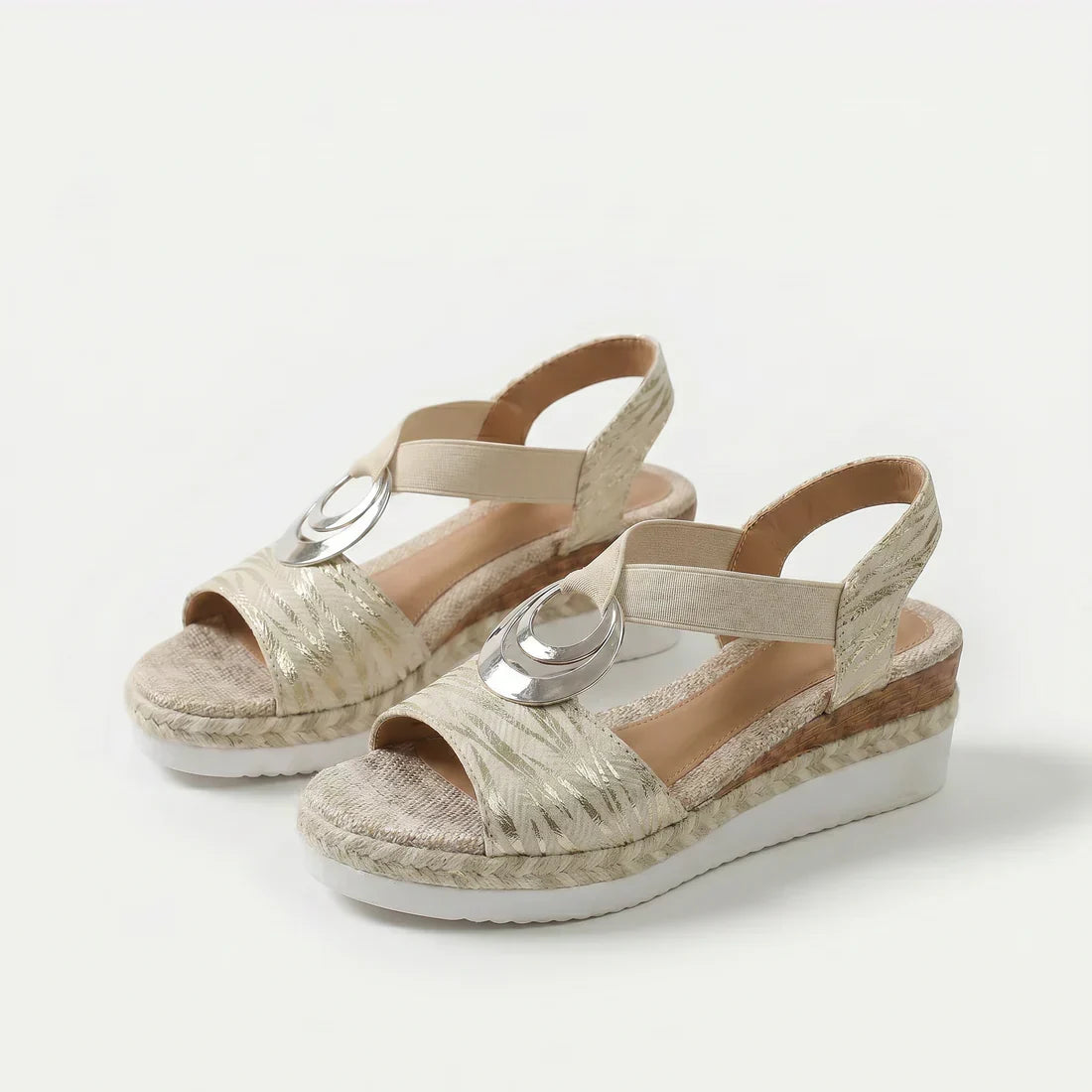 Ángeles | Sandalias de cuña con aro metálico