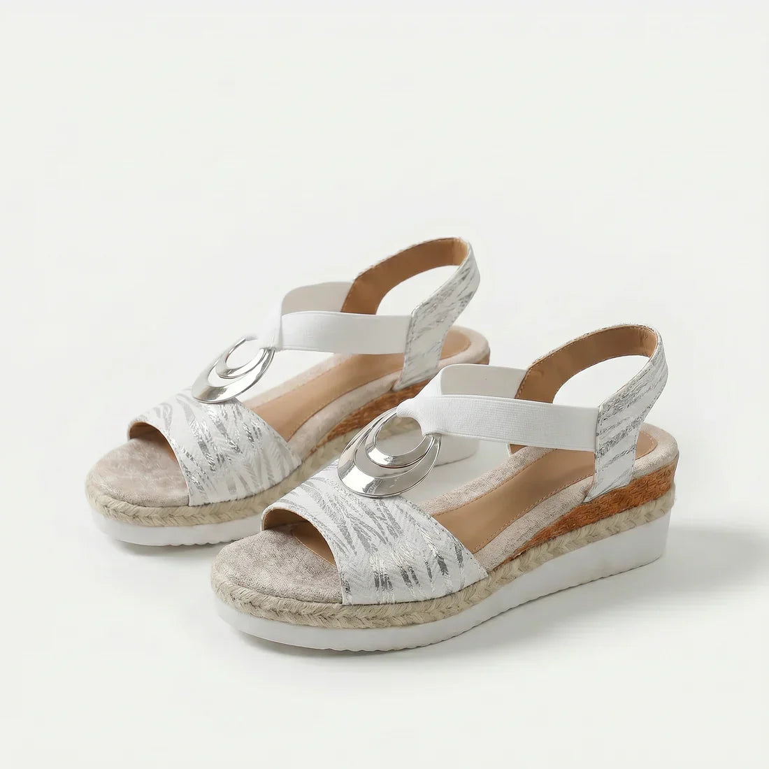 Ángeles | Sandalias de cuña con aro metálico