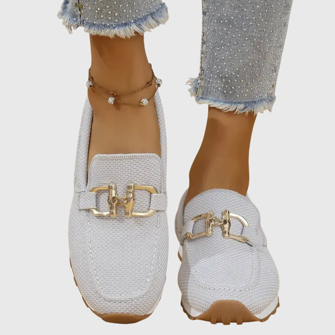 Antonia | Mocasines en tonos suaves con detalle metálico