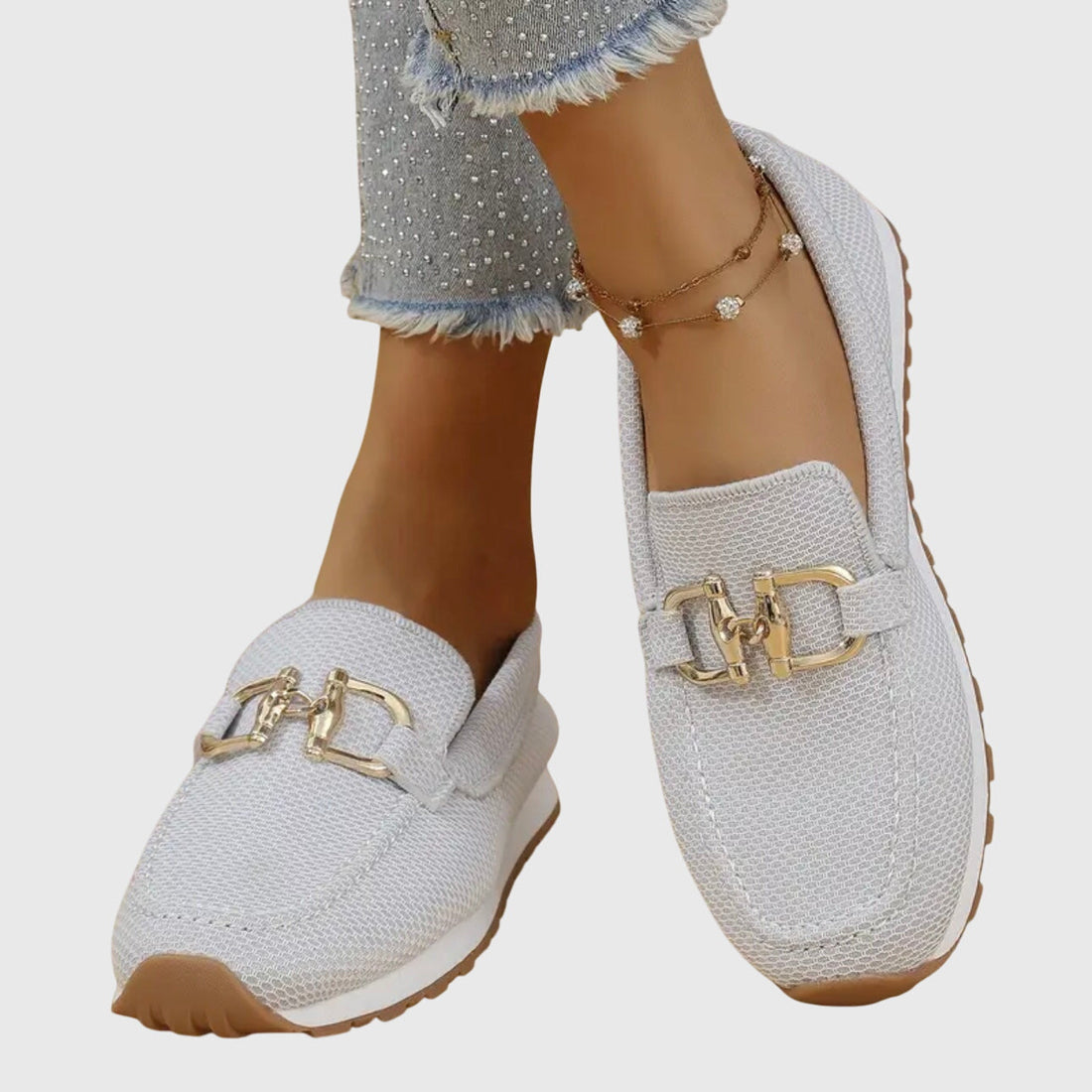 Antonia | Mocasines en tonos suaves con detalle metálico