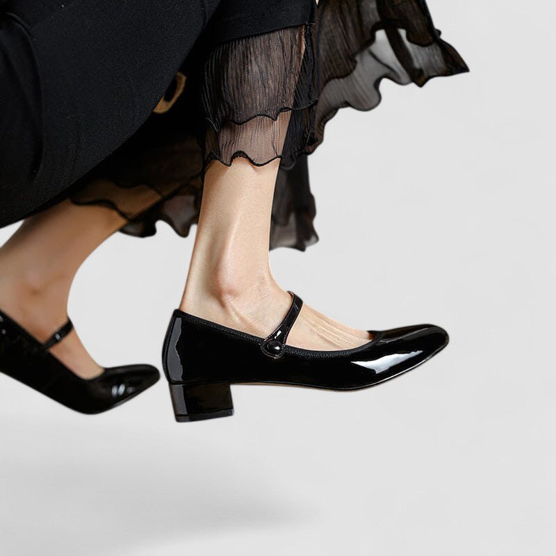 Josefa | Zapatos Mary Jane de charol con tacón ancho