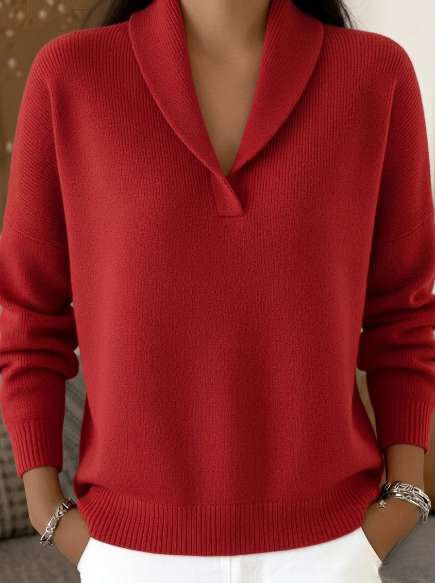 Encarna: Jersey con cuello de pico en rojo